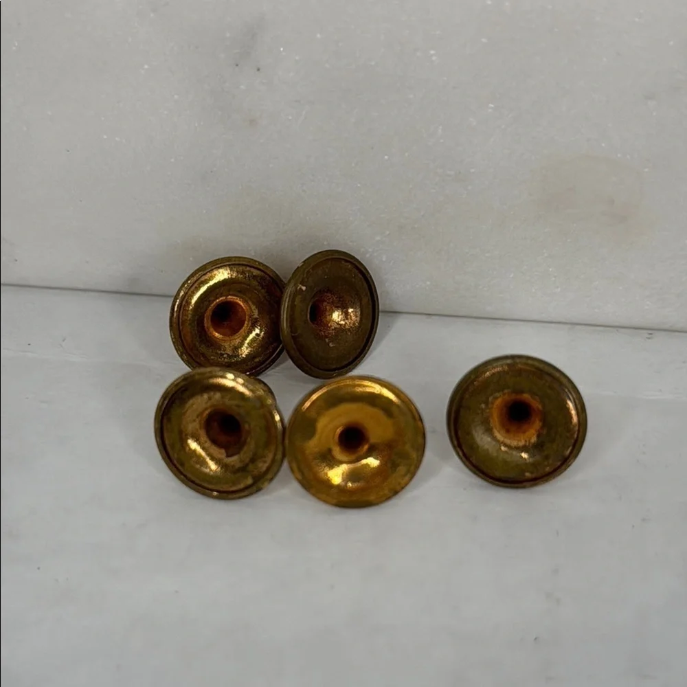 Antique Lot Of 5 Gold Filled or Brass? & Crystal Collar Buttons Lot M22